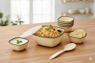 VISHAL Melamine Serving Bowl Serving Bowl for rice curry,salad,pasta with spoon Microwave and dishwasher safe Disposable