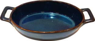 Lemon Tree Ceramic Serving Bowl Oval Shape Ceramic Stoneware Serving/Baking/Snack/Pasta/Dish Bowl with Handle