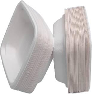 पागल माइंड्सेट Disposable 4 inch Square Bowl | Sugarcane Bowls/Bagasse Bowls | Plant Pulp गन्ने की खोई डिस्पोज़ेबल वेजिटेबल बाउल