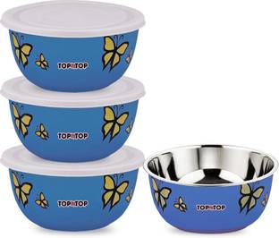Topmtop Stainless Steel Vegetable Bowl Microwave Safe Bowl Set Vegtable Mixing Serving Flora Bowl