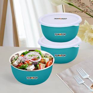 Topmtop Stainless Steel Serving Bowl Microwave Safe bowl set with Lids 450ml