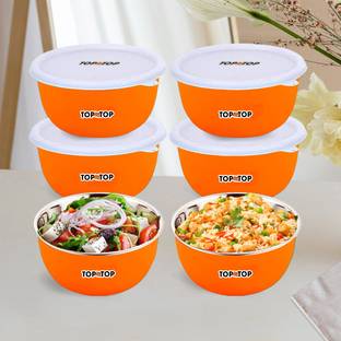 Topmtop Stainless Steel Serving Bowl Microwave Safe Bowls Set with Lid Mixing Bowl Set Food Storage Bowl 450ml,