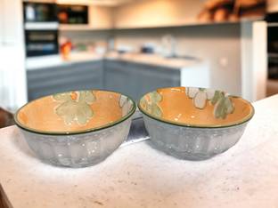 Lemon Tree Ceramic Serving Bowl Ceramic Small Round Shape Dips/Nuts/Dessert Serving 2 Pcs Bowl Set For Dining