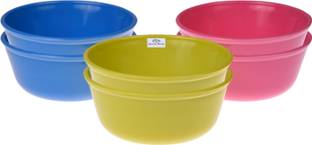 Heart Home Plastic Serving Bowl Plastic Dishwasher Safe Bowls|Bowls for kitchen|500 ML|Pack of 6|Multicolor
