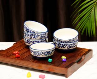 FREAKWAY Ceramic Mixing Bowl Hand-painted Multicolored Ceramic Floral Bowls Set Ceramic Vegetable Bowl/Dessert Bowl/Soup Bowl (Multicolor, Pack of 6)