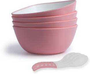 Lumiset Plastic Soup Bowl / dessert Bowl with matching Spoons|100% food grade BPA free|Square,300ML|