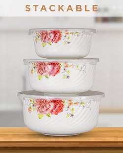 MDNSHO Opalware Serving Bowl Opalware Microwave Safe Mixing and Serving Bowl (500 ml, 100 ml, 1500 ml, White)
