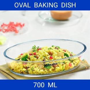 MDNSHO Glass Serving Bowl Borosilicate Glass oval Baking Dish, Tray, Oven and Microwave Safe, 700 ml
