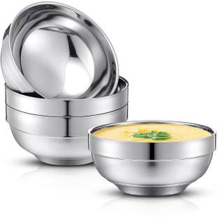 ANUVYA Stainless Steel Serving Bowl Double Walled Insulated Soup Ice Cream Metal Mixing Nesting Bowls