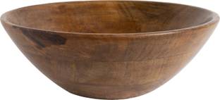 Homesake Wooden Serving Bowl 12" Flat base Wooden Serving Bowl for Salads, Fruits, Popcorn, Pasta
