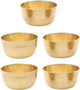DOKCHAN Brass Decorative Bowl Hand Crafted Brass Pooja katori 30 ml Brass Decorative Bowl set of 5 Disposable