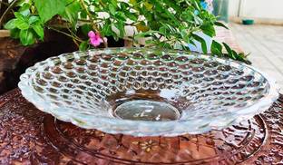 DEVDOX Glass Decorative Bowl handicraft Glass Plate Bowl Design for Home Decoration II Decorative Glass Plates for Restaurant II Plate for Diwali Gift