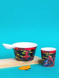 Servewell Melamine Candy Bowl Fries Dip Bowl and Kids Glass Set 2 pc - Spiderman