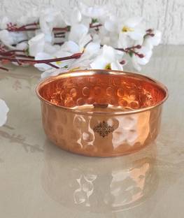 INDIAN ART VILLA Copper Vegetable Bowl Pure Copper Hammered Design Bowl / Katori, 200 ml