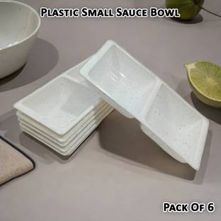 Inpro Plastic Sauce Bowl Plastic Small Sauce Bowl Set of 6 in White color– Designer Shape Plastic Bowl
