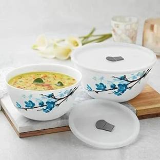 BOROSIL Opalware Mixing Bowl LARAH BY BOROSIL S/2 MIXING BOWL WITH LID (1L+1L) MIMOSA