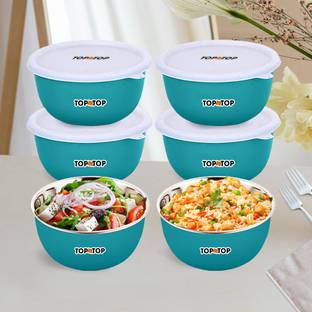 Topmtop Stainless Steel Serving Bowl Microwave Safe Bowls Airtight And Leak Proof Container Bowl Capacity 450ml,