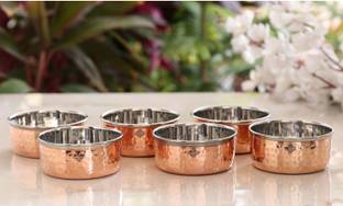 INDIAN ART VILLA Copper Vegetable Bowl Steel Copper 6 Pcs Bowl Katori 145 ml