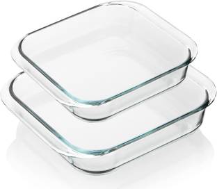 PKMSHO Glass Mixing Bowl Borosilicate Glass Baking Tray Oven, Kitchen, Cake Dinner, (1100 ML,1800 ML) Disposable