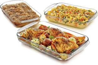 MDNSHO BOROSILICATE GLASS MICROWAVE RECTANGULAR BAKING DISH 1000 ML 1600 ML 2200 ML Baking Dish