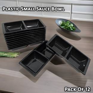 Inpro Plastic Sauce Bowl Serve in Style with our 12-Piece Plastic Snacks Small Bowl Set in Black Color