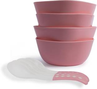 Lumiset Plastic Soup Bowl / dessert Bowl with matching Spoons|100% food grade BPA free|Square,300ML|