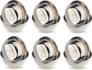 LIMETRO STEEL Stainless Steel Serving Bowl Pack of 12 Serving Bowl Set for Kitchen ( Pack of 12 , Size: 9 CM, Laser Print)