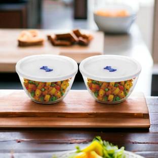 Le Casa Borosilicate Glass Mixing Bowl - Naxos Mixing & Serving Bowl with Lid | Set - of 2 | 1000ML Each |