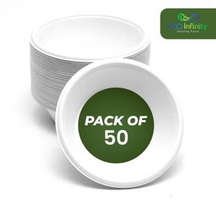 Eco Infinity Nurturing Future Sugarcane Bagasse Serving Bowl Eco-Friendly Biodegradable Disposable Bowls for Serving Snacks & Foods - 180ml Disposable