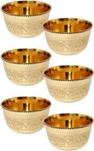 A & H ENTERPRISES Brass Cereal Bowl Hand Made Big Size Brass Floral Bowls for Dinnerware,Serveware Katori -300 ML