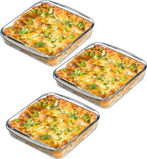 MDNSHO Glass Storage Bowl Borosilicate Glass Microwave Oven Safe Square Baking Dish 900 ML Disposable