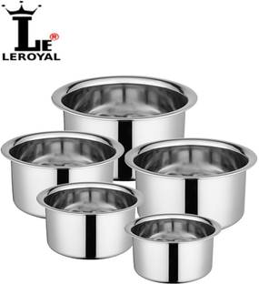LEROYAL Stainless Steel Serving Bowl Multi-Purpose flat bottom Tope / Patila /serving bowl