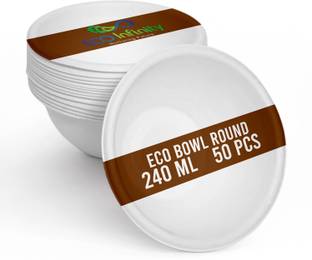 Eco Infinity Nurturing Future Sugarcane Bagasse Serving Bowl Eco-Friendly Biodegradable Disposable Bowls for Serving Snacks & Foods - 240ml Disposable