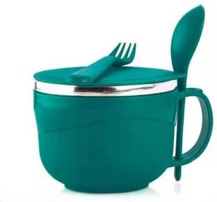 ADMONITION ENTERPRISE Stainless Steel Pasta Bowl Inner Stainless Steel Double Wall Maggi/Noodles & Soup Bowl with Spoon & Lid-1