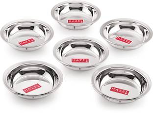 HAZEL Stainless Steel Dessert Bowl Stainless Steel Snack Bowl Plate Set Small Bowls Dish For Snacks,Set of 6,420 ML