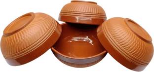Shubhalabh Earthenware Serving Bowl Handcrafted Terracotta/Clay Serving Bowl Set of 4 for Kitchen & Dining