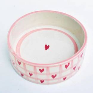 the xstore Ceramic Decorative Bowl Ceramic Serving Bowl Studio Bowl - Checked Hearts | Dishwasher Safe Ceramic Disposable