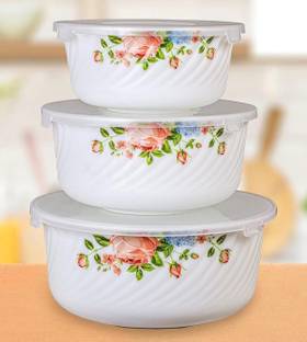 MDNSHO Opalware Serving Bowl Airtight Microwave safe Serving Bowl set with Lid 500/1000/1500 ml