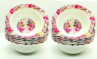 Laserbot Melamine Serving Bowl (4.5" X 1.5" INCH) FOWER KATORI FLOWER Servers for Salad, Vegetables"