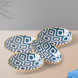 Nestasia Ceramic Serving Bowl Unique Decorative Pattern, Perfect Dahi Bhalla Plates, for Baking & Serving