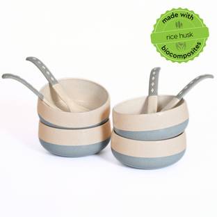 Eha Biocomposite Soup Bowl with Spoons | Made with Rice Husk | Microwave Safe Serving Bowls For Kitchen