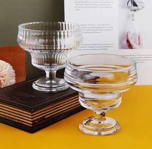 GREATZON ENTERPRISE Glass Dessert Bowl Glass Serving Bowl Beautiful Crystal Ice Cream Cup Dessert Bowl Disposable
