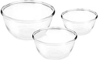 TREO Borosilicate Glass Mixing Bowl Borosilicate Glass Mixing Bowl Microwave Safe Combo of 3 (440 ml, 870 ml, 1470 ml )