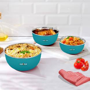 Topmtop Stainless Steel Storage Bowl Microwave Safe Bowl Set With Lids Dinner Mixing bowl Each Bowl 450+900+1350ml