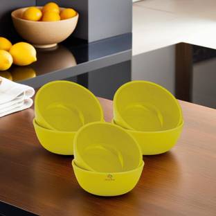 HOMESTIC Plastic Mixing Bowl Round Microwave Safe Square Katori 250 Ml (Set of 6) Green