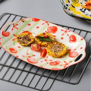 Lucacci Ceramic Serving Bowl Ceramic Bowls, Unique Colorful Design for Kitchen and Daily Use (Tomato)