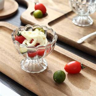 NTR Glass Dessert Bowl DC Ice Cream Bowls, Salad Dessert Serving Bowls, Tableware Set, 120 ml, Crystal Clear (6 pcs)