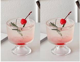 Avastro Glass Dessert Bowl Glass Ice Cream Bowls Elegant Design for Ice Cream Faluda Kulfi & Fruits Dessert