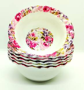 Laserbot Melamine Serving Bowl (4.5" X 1.5" INCH) FOWER KATORI FLOWER Servers for Salad, Vegetables"
