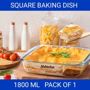 MDNSHO Glass Serving Bowl Glass Baking Dish, Baking Tray, Microwave Oven Safe, Square, 1800 ml Disposable